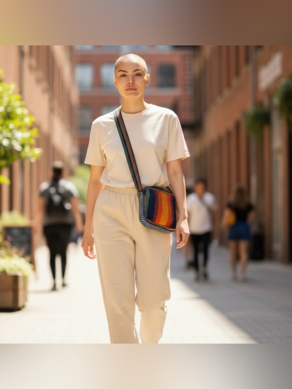 Crossbody Rainbow Stripe Woven Shoulder Bag - Multicolor